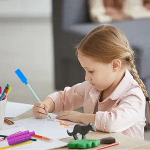 Silikon Baustein Stiftkappe und Topper für Kinder, kreatives sensorisches Schreibwarenzubehör.