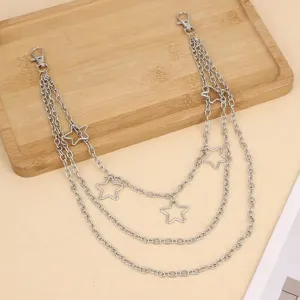 Punk style multi-layer metal waist chain with cute star charms for women stylish pants decor