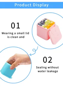 Contenant à vinaigrette en silicone avec couvercle lapin, bol étanche carré pour bébé.