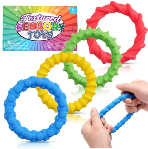 Silicone sensory toys fidget rings stretchable stress relief rings set for kids and adults