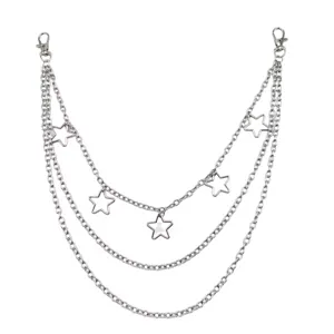 Punk silver multi-layer waist chain pants chain with star charms for women trendy accessories