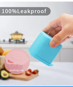 Contenant à vinaigrette en silicone carré avec couvercle anti-fuite pour bébé et cuisine.