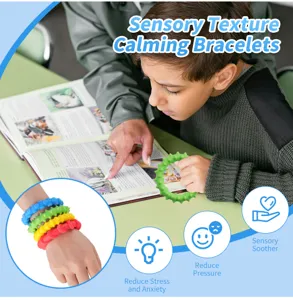 Silicone sensory bracelet fidget toy stress relief ring for calming and anxiety reduction.