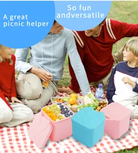 Boîte de conservation carrée en silicone anti-fuite pour collation avec couvercle