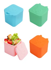 Boîte à lunch carrée en silicone pour vinaigrette avec couvercle d'animal pour bébé