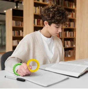 Detailed view of silicone sensory stress relief ring with textured design for daily focus and calming.