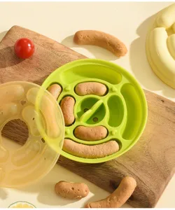Silicone sausage mold detail showing multi-cavity design, perfect for homemade baby food.