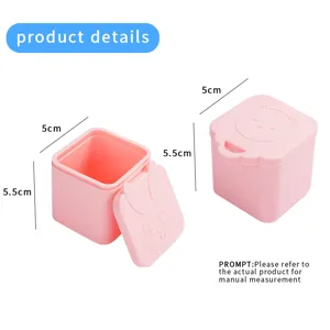 Contenant de nourriture pour bébé en silicone carré rose avec couvercle animal mignon, boîte.