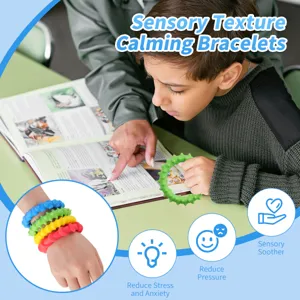 Silicone sensory bracelet fidget toy flexible tactile decompression ring for stress relief.