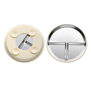 Assiette à suction pour bébé divisée en acier inoxydable avec base en silicone beige