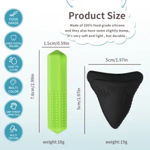 Silicone shark tooth chew toy baby teething sensory rod multi-textured safe food grade.