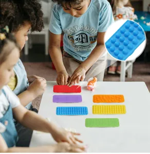 Silicone sensory suction fidget toys multi-texture stress relief strips for kids play.
