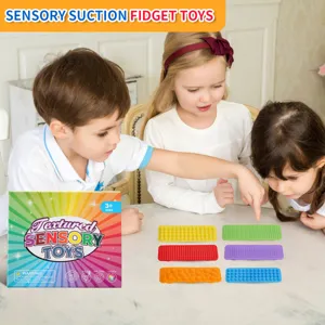 Silicone sensory suction fidget toys multi-textured stress relief strips for kids 3+