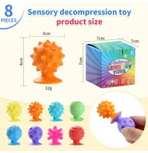 8-delige siliconen sensorische zuignap speelgoed set, stressverlichting fidget toys.