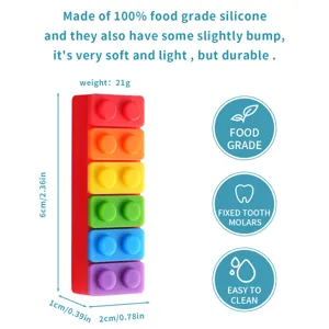 Silikon Regenbogen Stapelblock Beissring fuer Babys, weiches Kau-Spielzeug, lebensmittelecht.