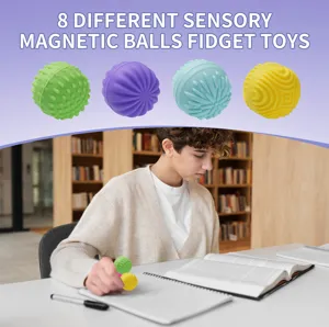 Sensory magnetic balls fidget toys set, textured silicone stress relief toys for kids.