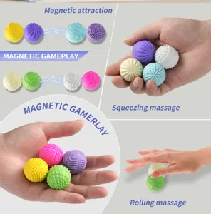 Silicone magnetic fidget balls stress relief sensory toys set for hand anxiety relaxation.