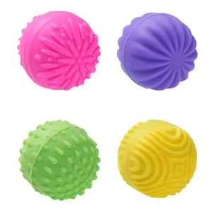 Colorful silicone sensory balls set for stress relief and tactile exploration, durable design.