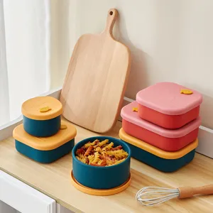 Ensemble de boîtes à lunch en silicone pour bureau, bento chauffantes micro-ondes avec couvercle.