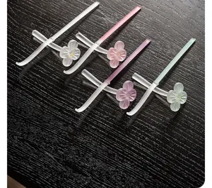 Frosted glass plum blossom tea needle and pillow set, elegant retro tea ceremony accessories.