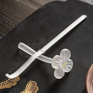 Frosted glazed plum blossom tea pick and tea pillow set, retro kung fu tea accessories.