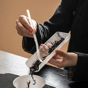 Glass plum blossom tea needle and holder set, retro kung fu tea ceremony accessory tool.