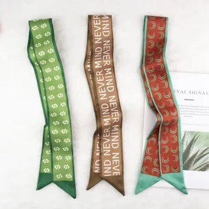 Elegant Letter Printed Polyester Small Scarf Sweet Hair Ribbon Multi-Functional Bag Ribbon Diagonal Skinny Scarf For Women