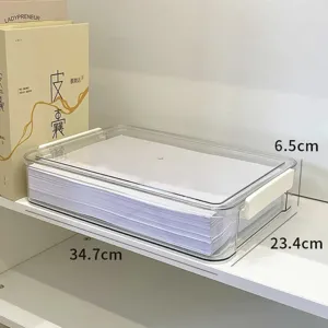 Transparent double layer paper storage box desktop organizer for classroom test papers A4 size