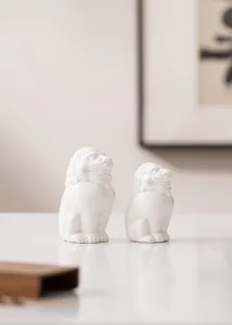 Dettaglio animale in porcellana bianca, squisito accessorio per set da te kung fu supporto per coperchio.