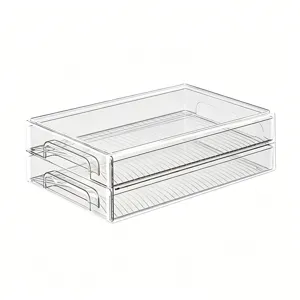 2-tier transparent desktop storage box, clear plastic A4 paper organizer with drawers.