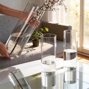 Transparente Acryl Blumenvase Klare Zylindrische Blumeneimer für Heimdekoration Tischplatte