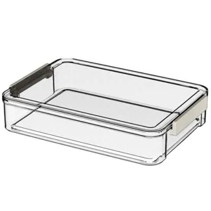 Scatola portaoggetti in plastica trasparente con clip laterali organizer da scrivania