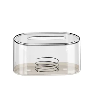 Caja de pañuelos transparente con mecanismo de resorte, soporte de papel claro para sala