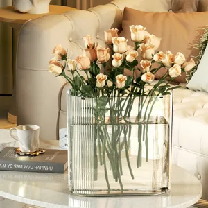 Seau à Fleurs en Plastique PET Gris Transparent Vase Hydroponique pour Hydratation de Roses Décoration de Bureau Maison
