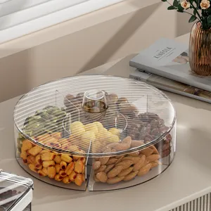 Transparente drehbare Snackschale für Nüsse und Trockenfrüchte, Fächer Organizer für Wohnzimmer