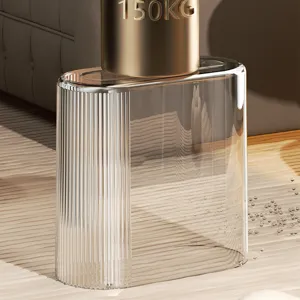 Clear fluted acrylic cylinder side table fish tank plant pot heavy duty load display.