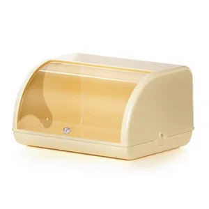 Scatola portaoggetti per medicinali color crema con coperchio trasparente, grande organizzatore.
