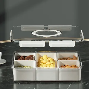 Luxus transparente Faecher Snackbox und Trockenfrucht Schale fuer Wohnzimmer Heimgebrauch.