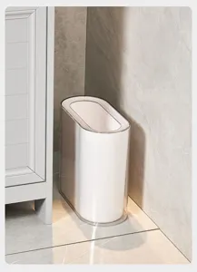 Pattumiera stretta per fessure bagno e cucina, design trasparente a doppio strato moderno.
