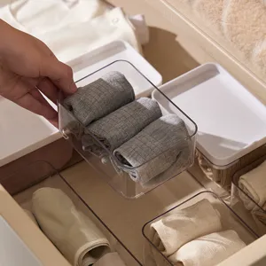 Organizer per cassetti in plastica trasparente per biancheria intima, calzini e piccoli capi.