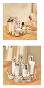 Organizer per cosmetici trasparente e rotante, scatola di stoccaggio trucco a 360°.