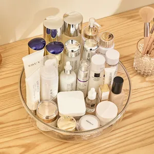 Organizer per trucco girevole trasparente, scatola di immagazzinaggio cosmetico a 360.