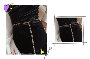Damen elegante schwarze Kamelie Blumen Kette Gürtel stilvolle Metall Taille Zubehör