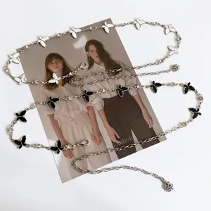 Fashion butterfly rhinestone metal waist chain body chain punk style belt accessories