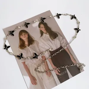 European and American fashion rhinestone butterfly metal waist chain punk style body chain belt
