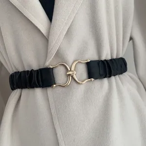 Cintura Elastica in Pelle PU da Donna Abito Cappotto Cintura Decorativa Retro Fascia Larga Accessori di Moda