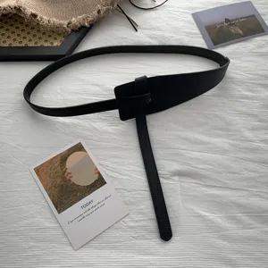 Black knot belt for women minimalist versatile waist band vintage stylish accessory detail view