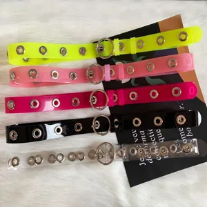 Women Fashion Clear Transparent PVC Jelly Candy Color Waistband Alloy Round Pin Buckle Casual Daily Pants Belt