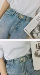 Cintura trasparente in PVC da donna con fibbia a cuore stile casual per pantaloni da studente