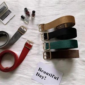 Ceinture large en velours pour femme avec boucle carrée en métal manteau robe rétro
